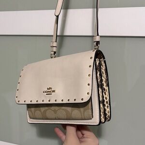 Vintage Coach Cream and Brown Crossbody Bag